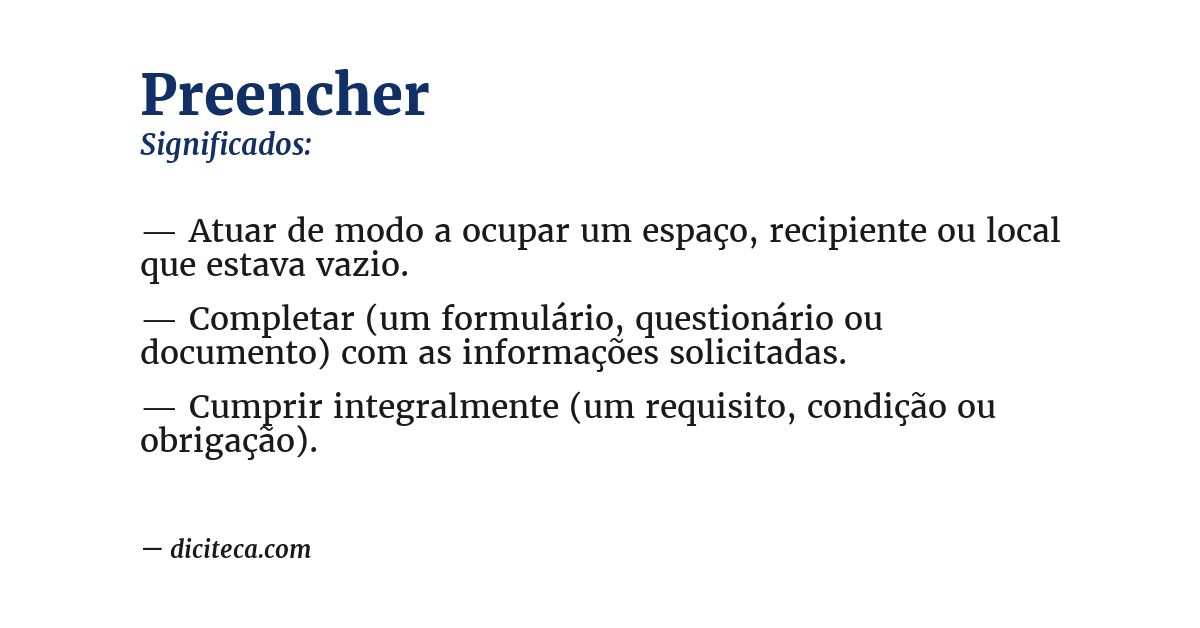 Significado de preencher