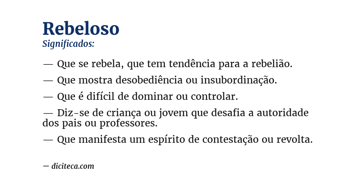 Significado de rebeloso