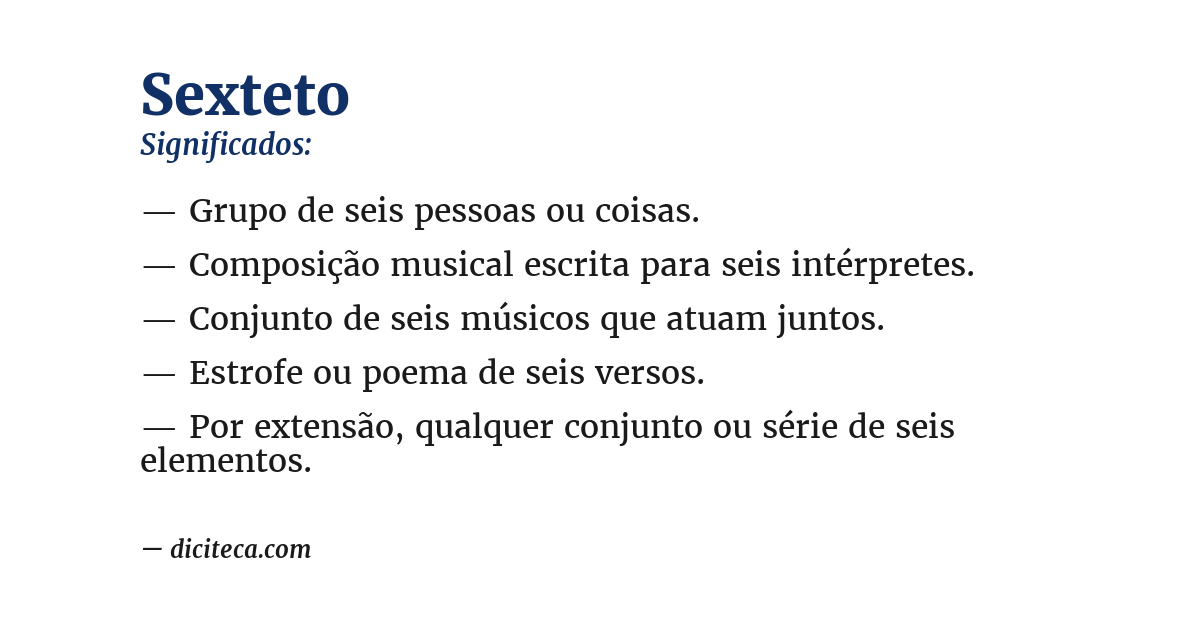 Significado de sexteto