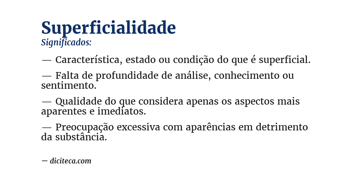 Significado de superficialidade