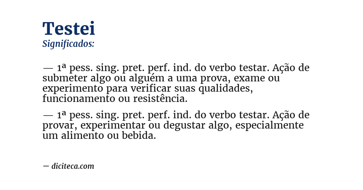 Significado de testei