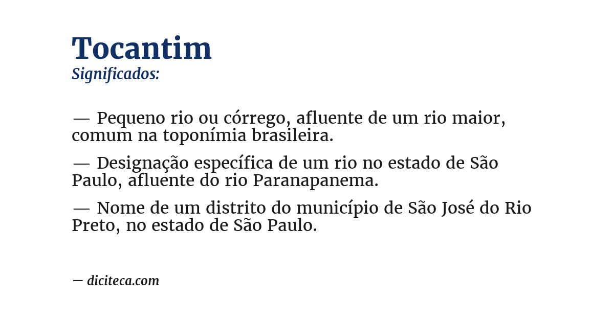 Significado de tocantim