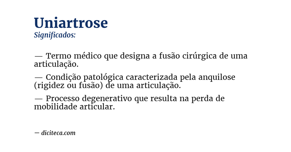 Significado de uniartrose
