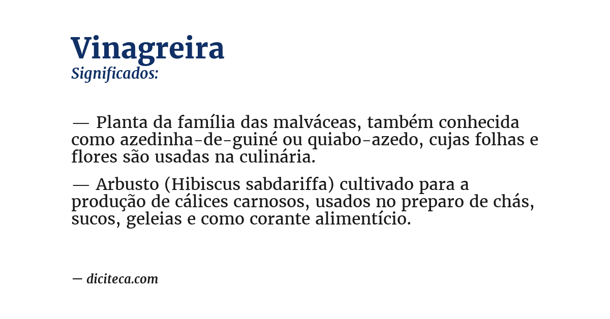 Significado de vinagreira
