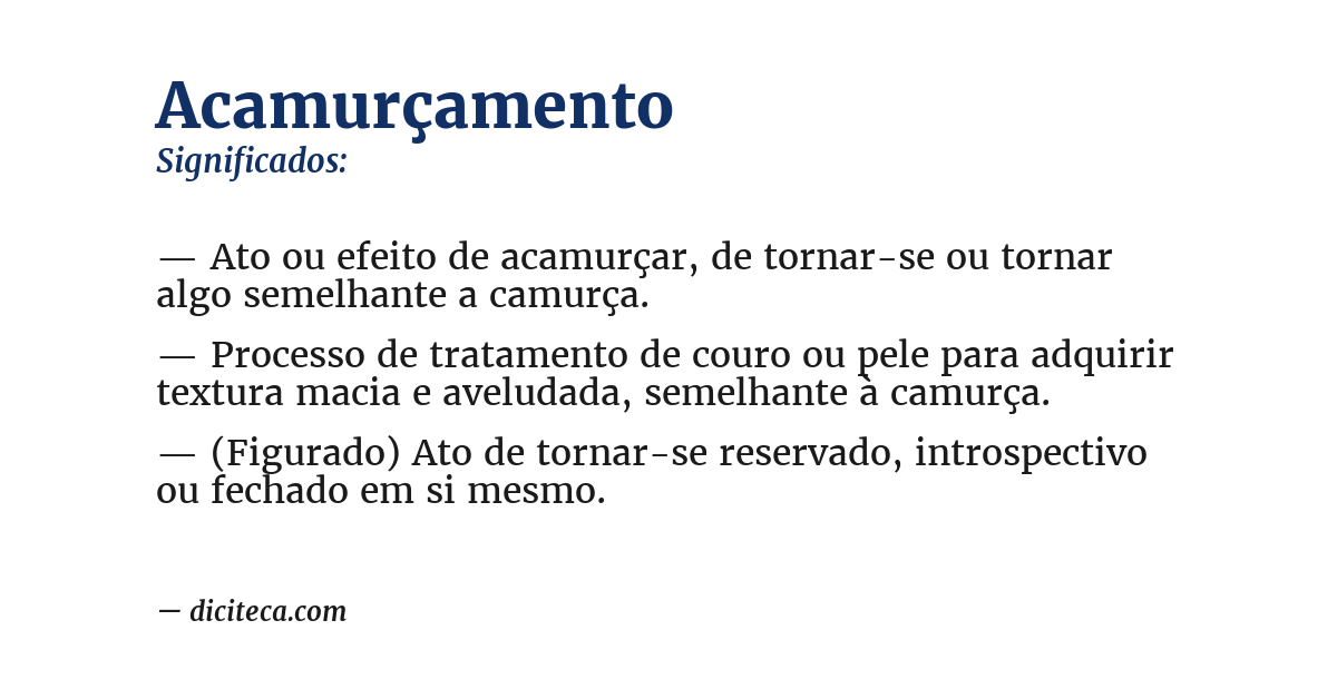Significado de acamurçamento
