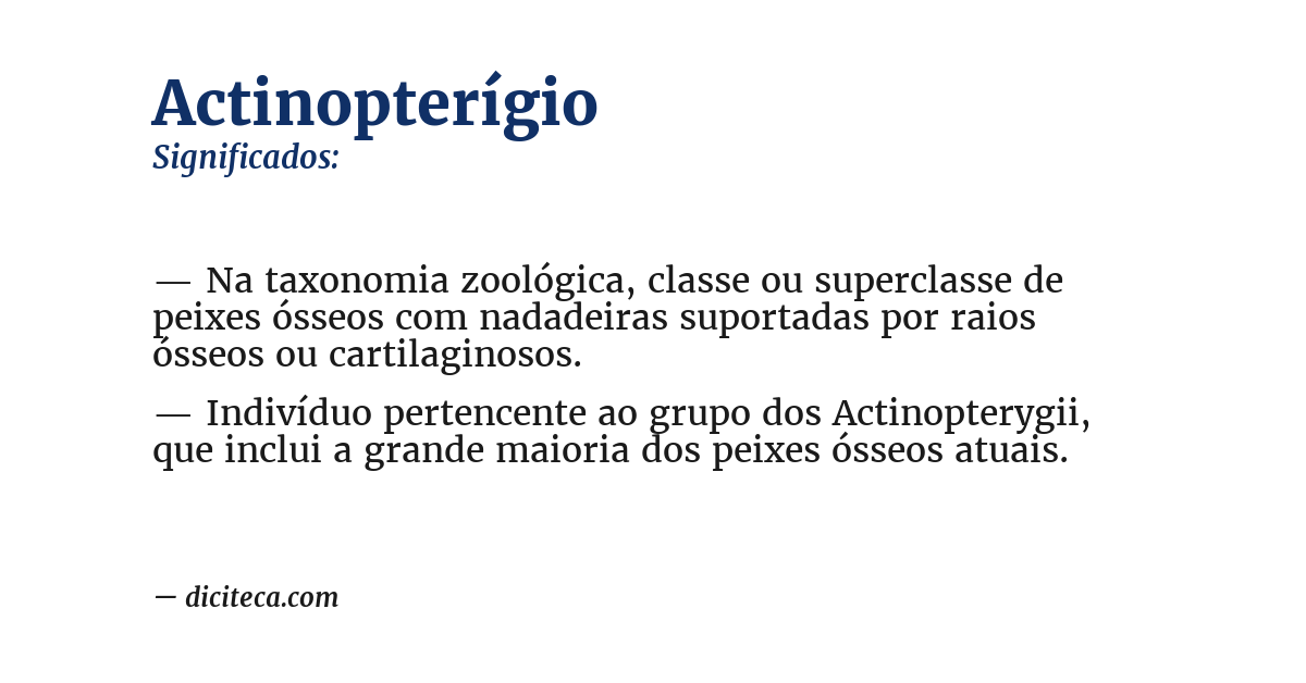 Significado de actinopterígio