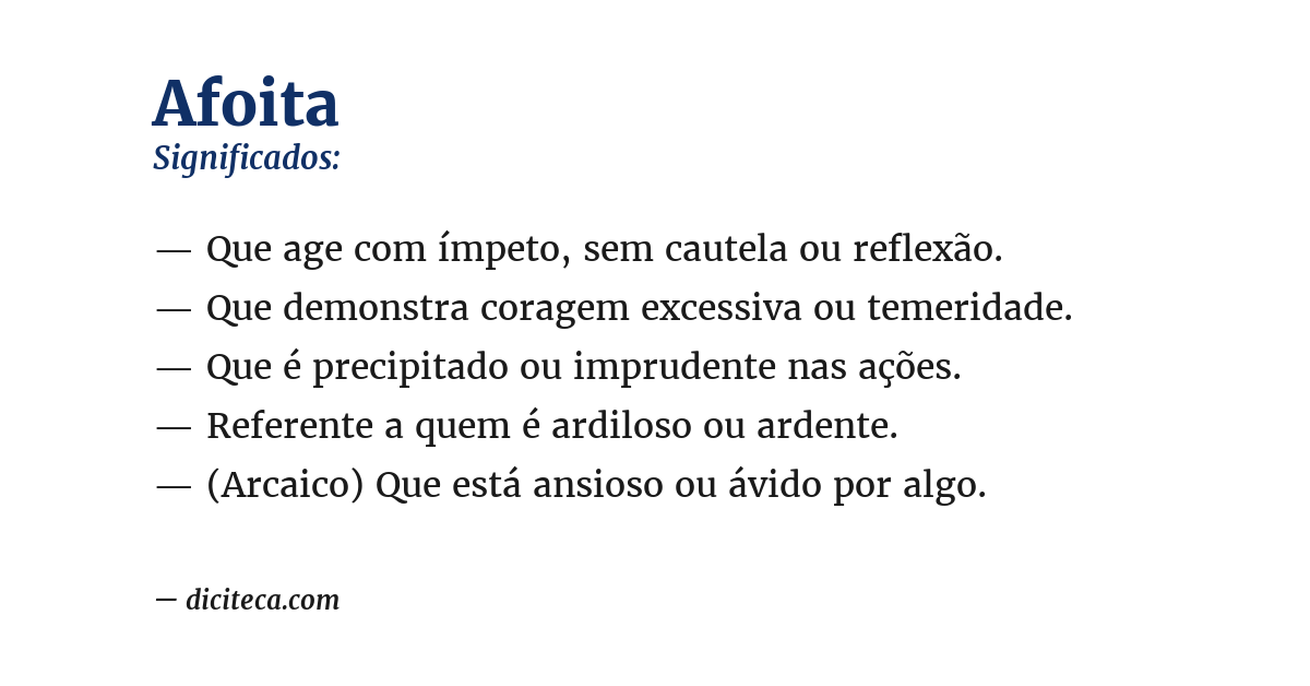 Significado de afoita