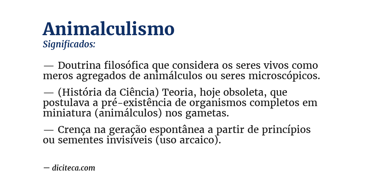 Significado de animalculismo