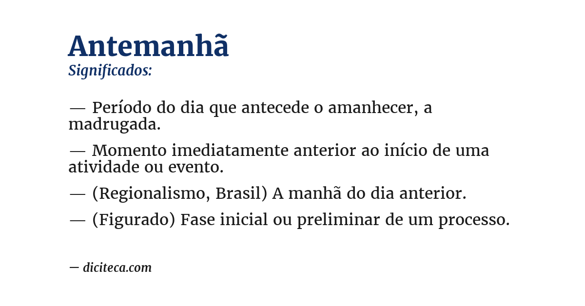 Significado de antemanhã