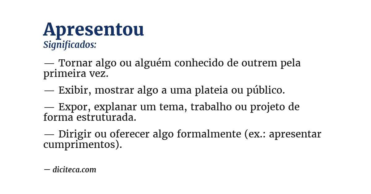 Significado de apresentou