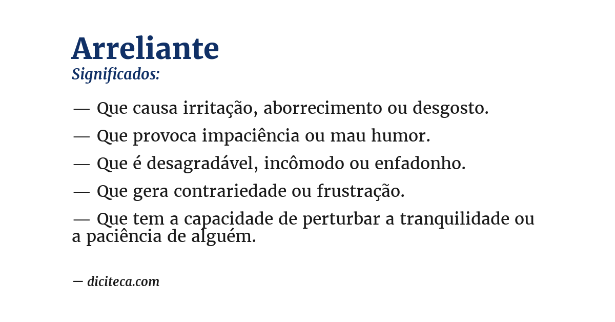 Significado de arreliante
