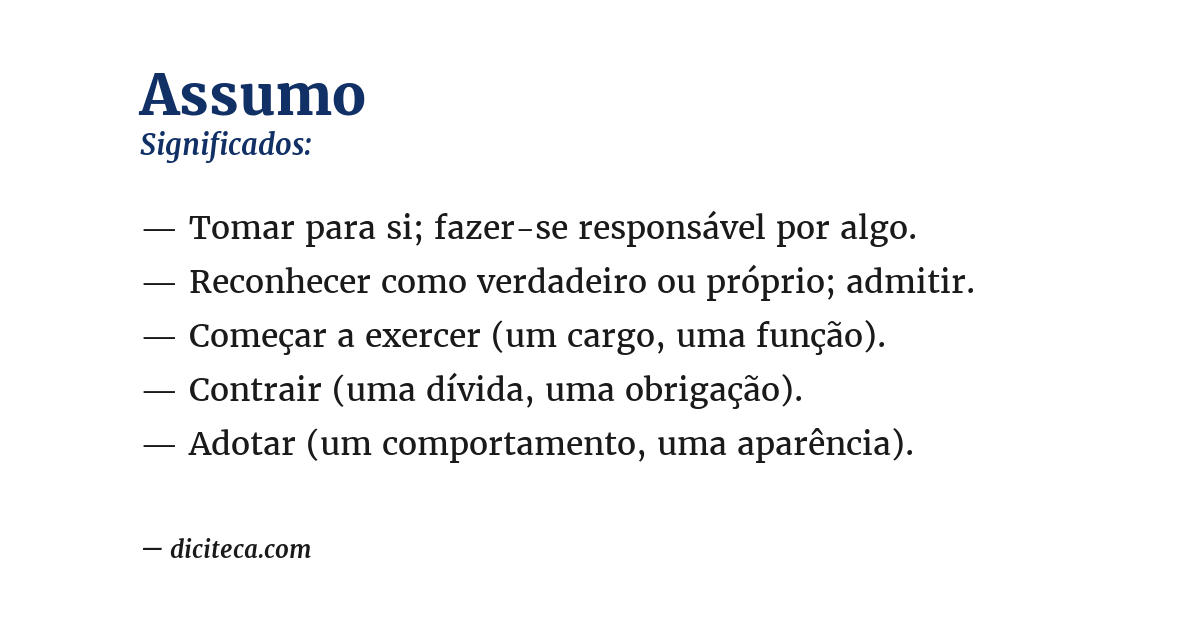 Significado de assumo