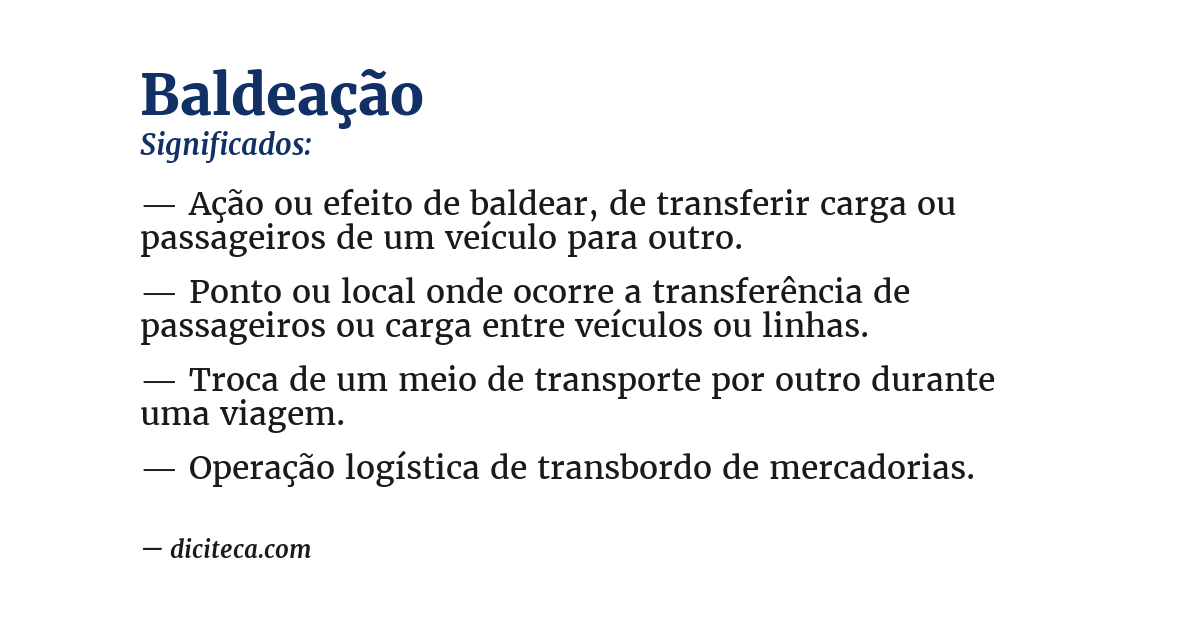 Significado de baldeação