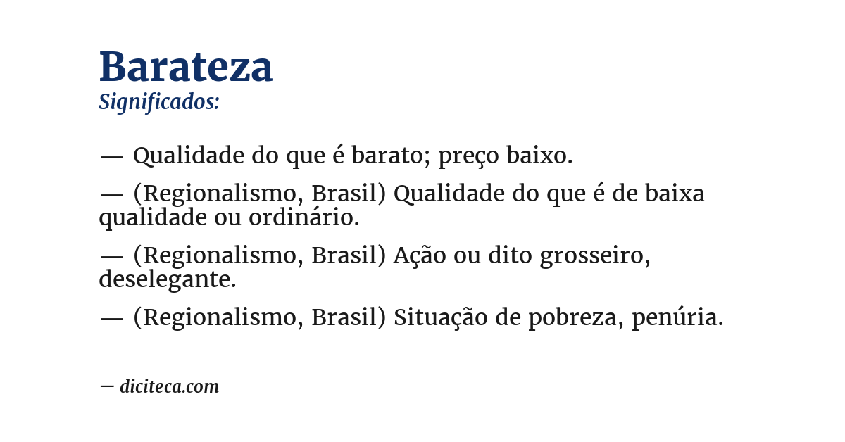 Significado de barateza