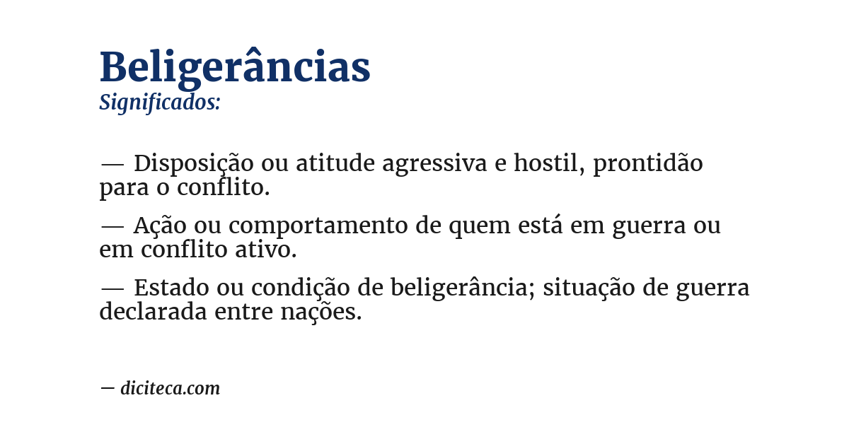 Significado de beligerâncias
