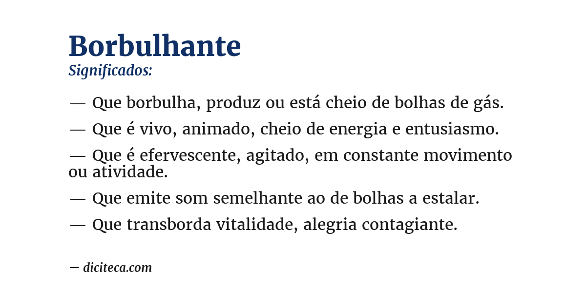Significado de borbulhante