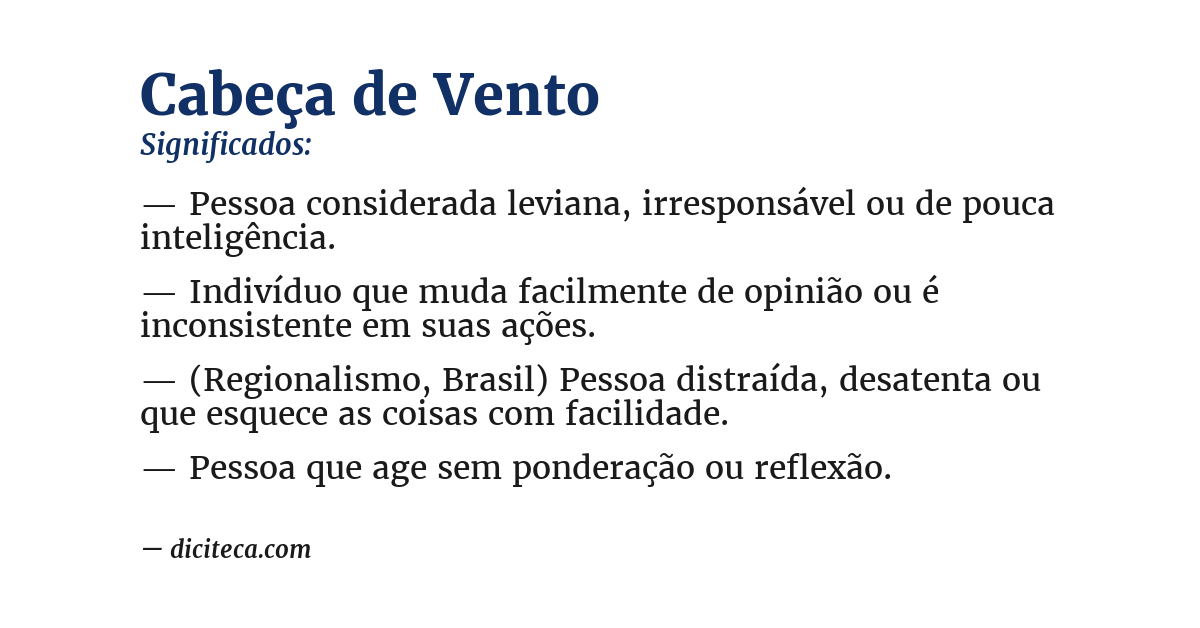 Significado de cabeça de vento