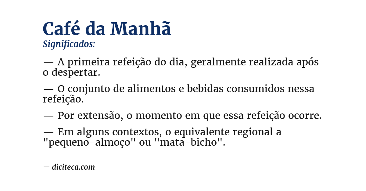 Significado de café da manhã