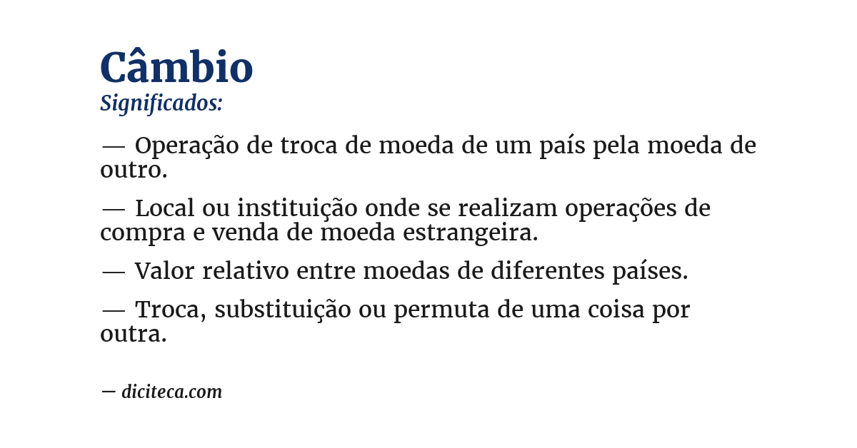 Significado de câmbio