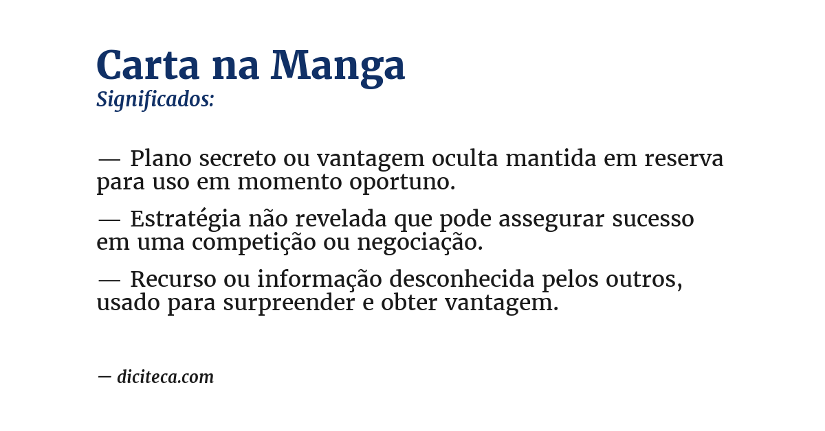 Significado de carta na manga