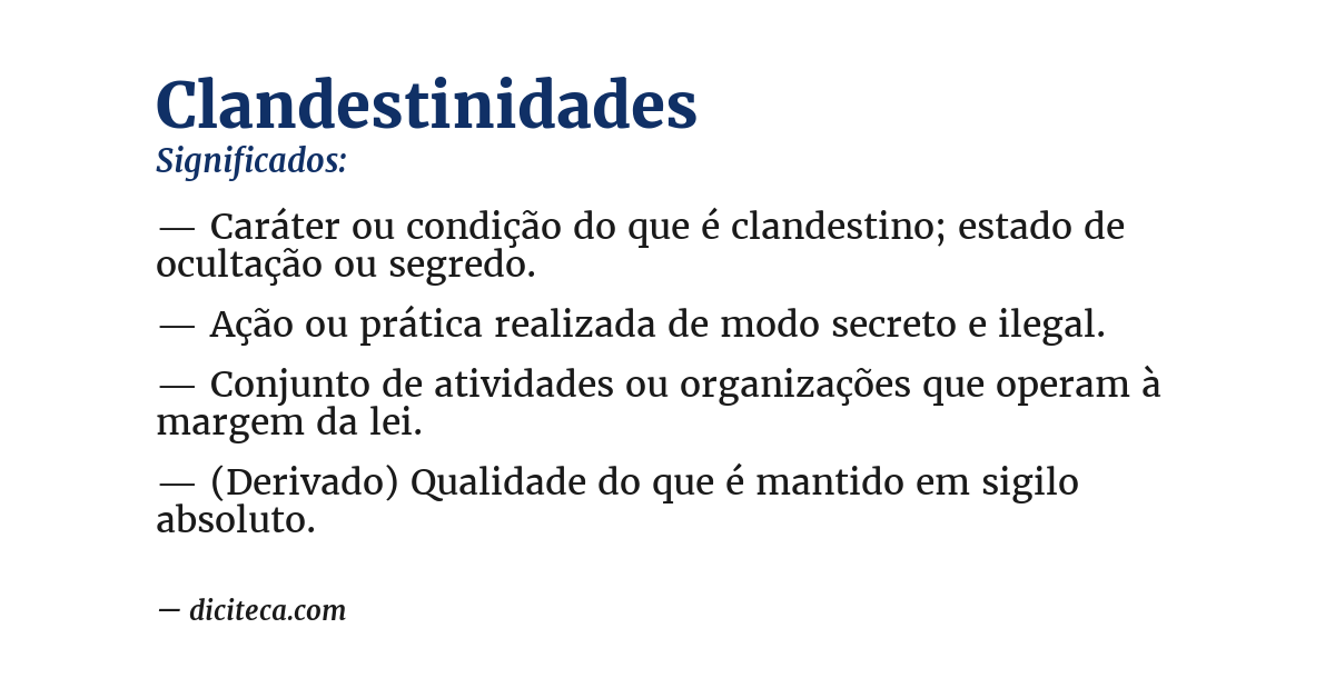 Significado de clandestinidades