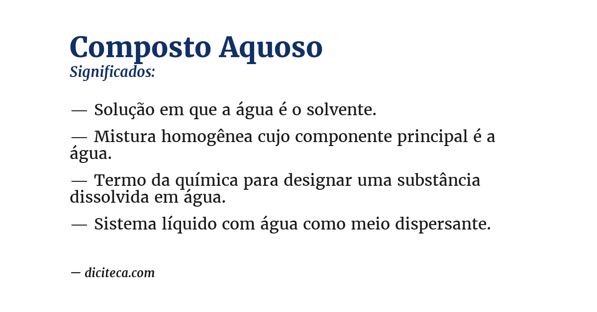 Significado de composto aquoso