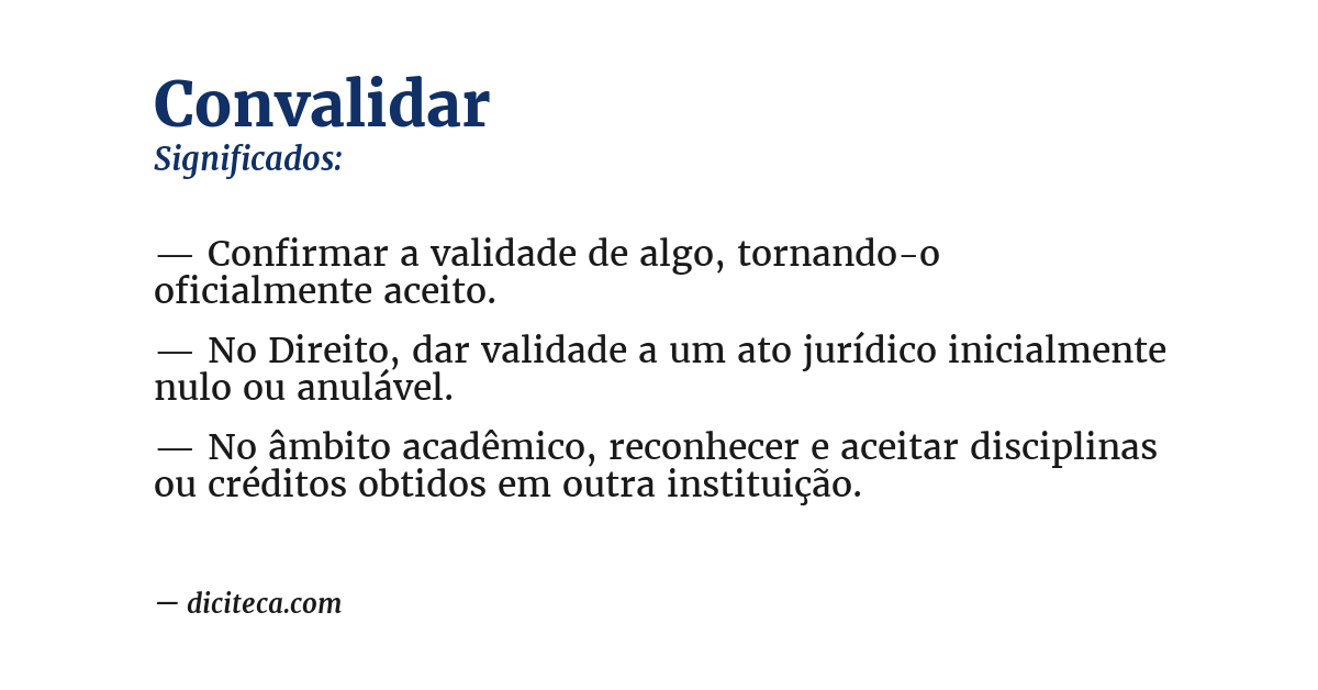 Significado de convalidar