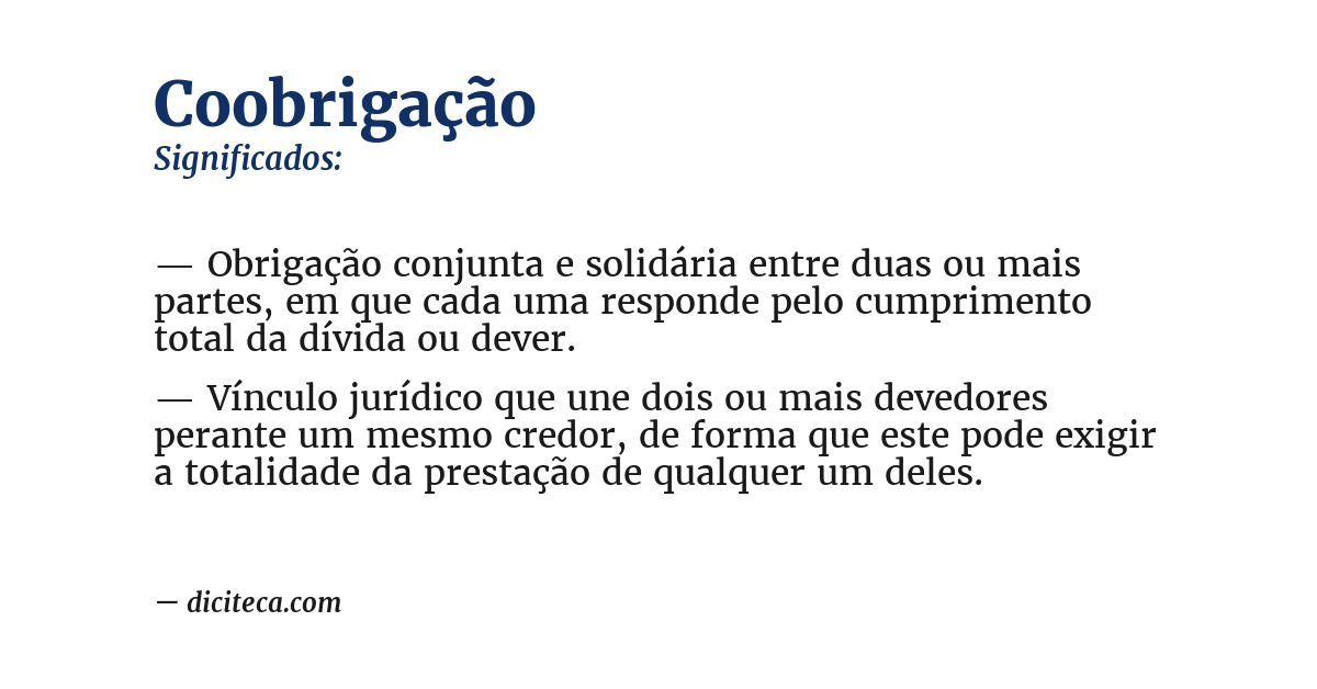 Significado de coobrigação
