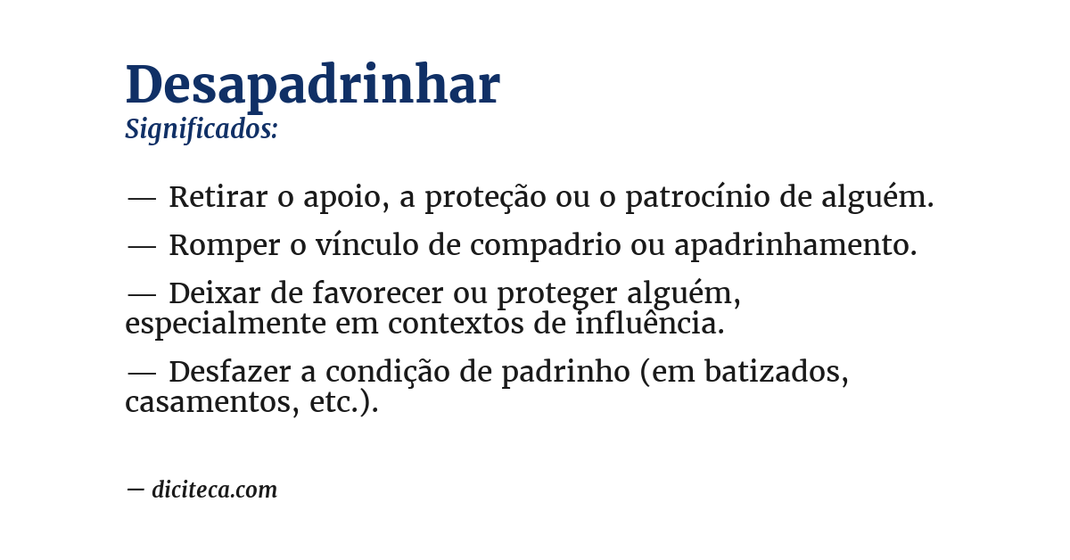 Significado de desapadrinhar