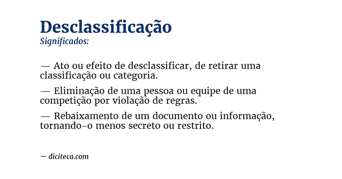 Significado de desclassificação
