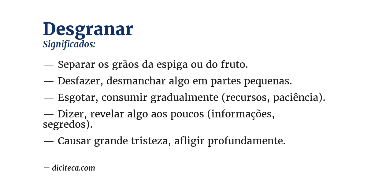 Significado de desgranar