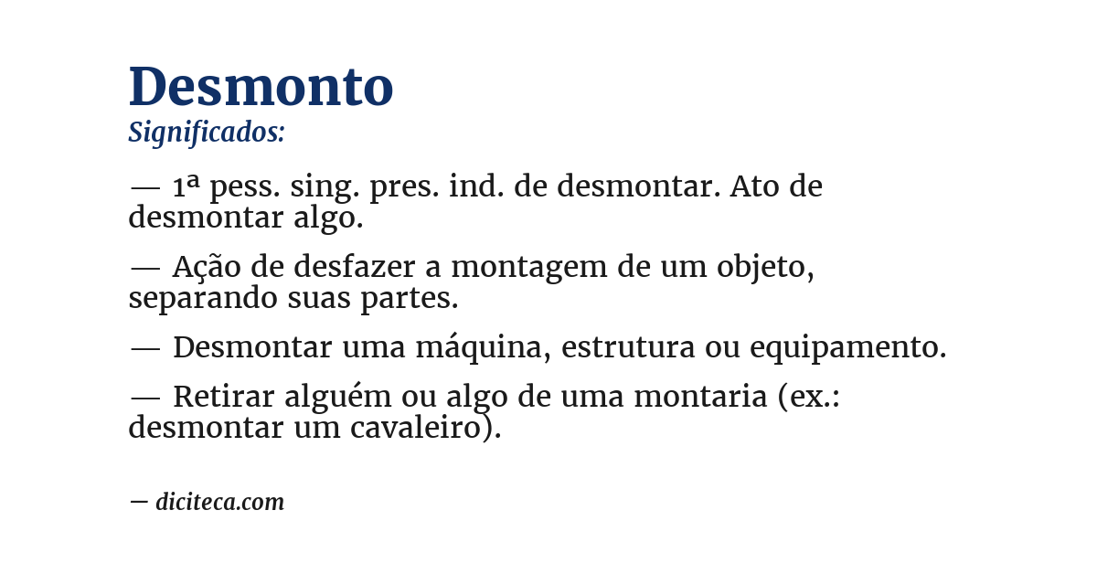 Significado de desmonto