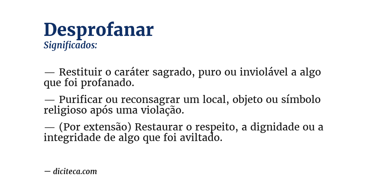 Significado de desprofanar