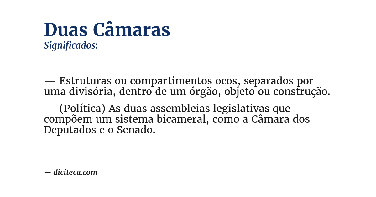 Significado de duas câmaras