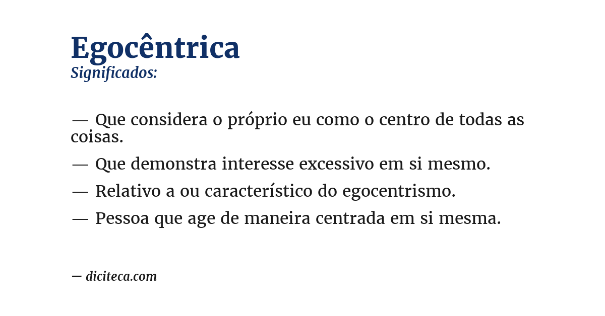 Significado de egocêntrica