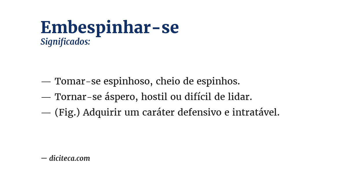 Significado de embespinhar-se