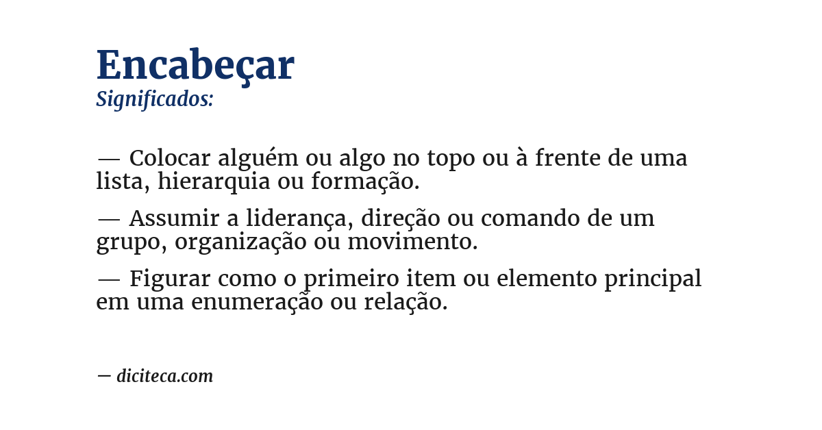 Significado de encabeçar