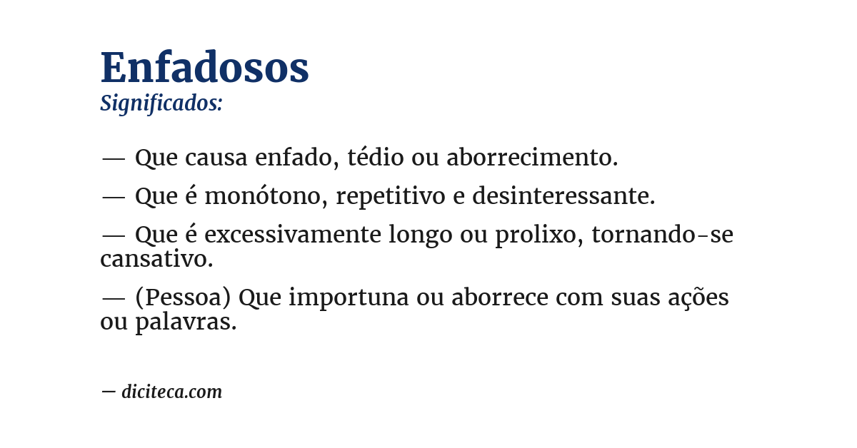 Significado de enfadosos