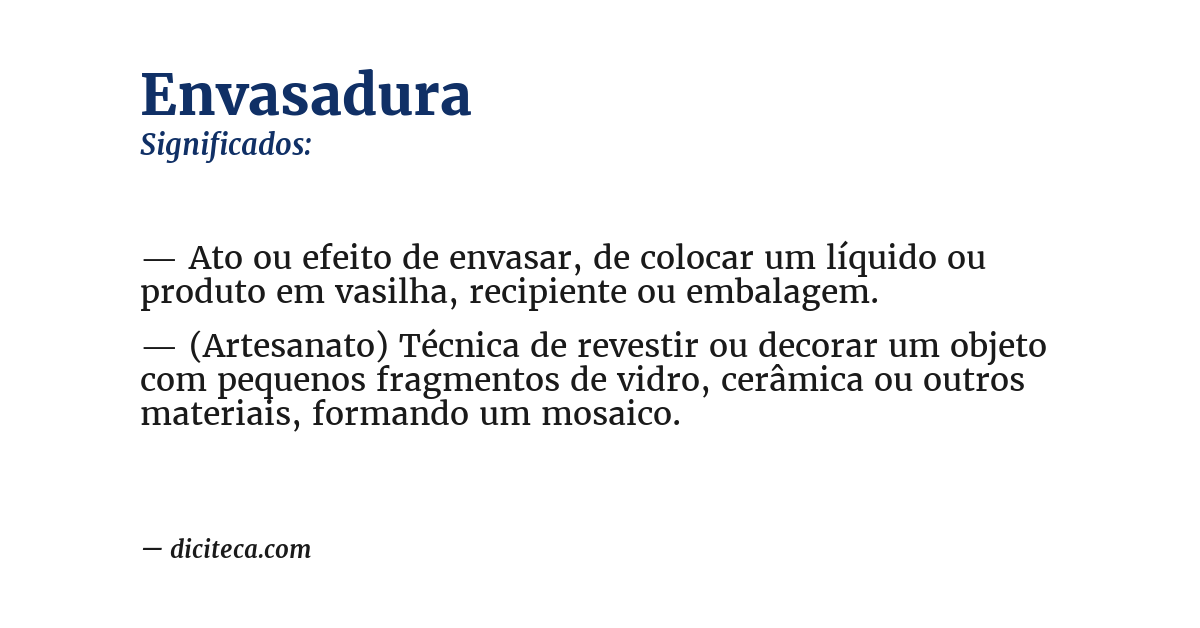 Significado de envasadura