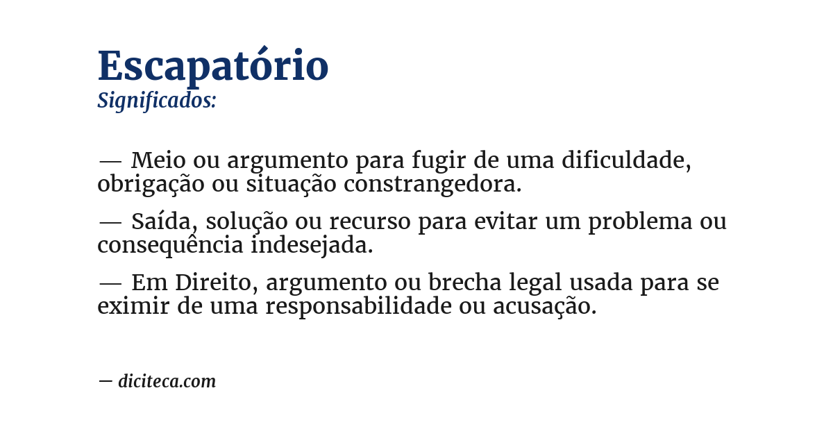 Significado de escapatório