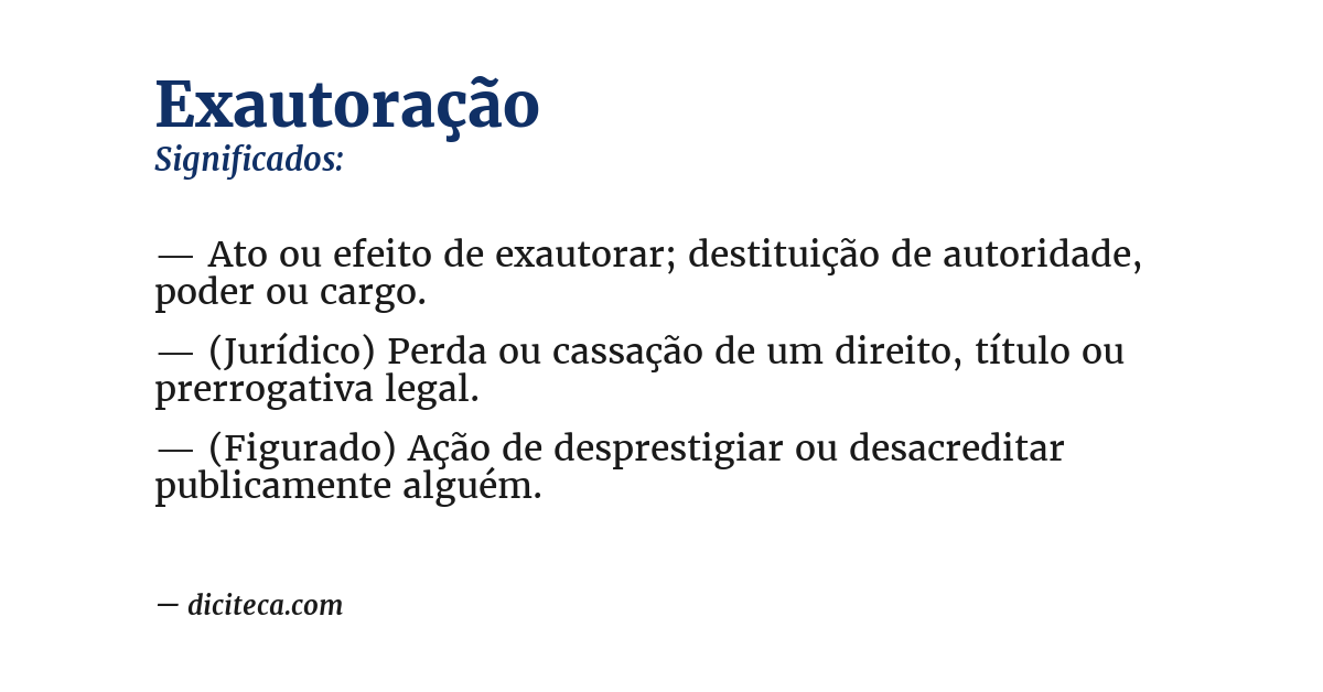 Significado de exautoração