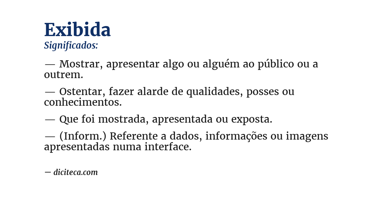 Significado de exibida