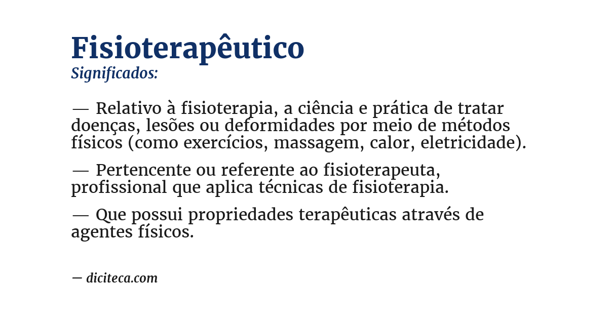 Significado de fisioterapêutico