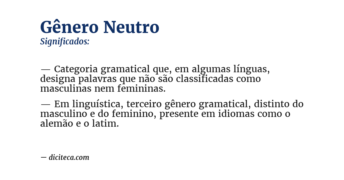 Significado de gênero neutro
