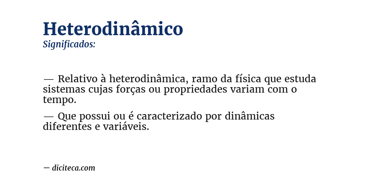 Significado de heterodinâmico