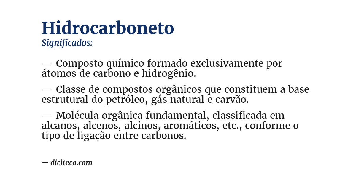 Significado de hidrocarboneto