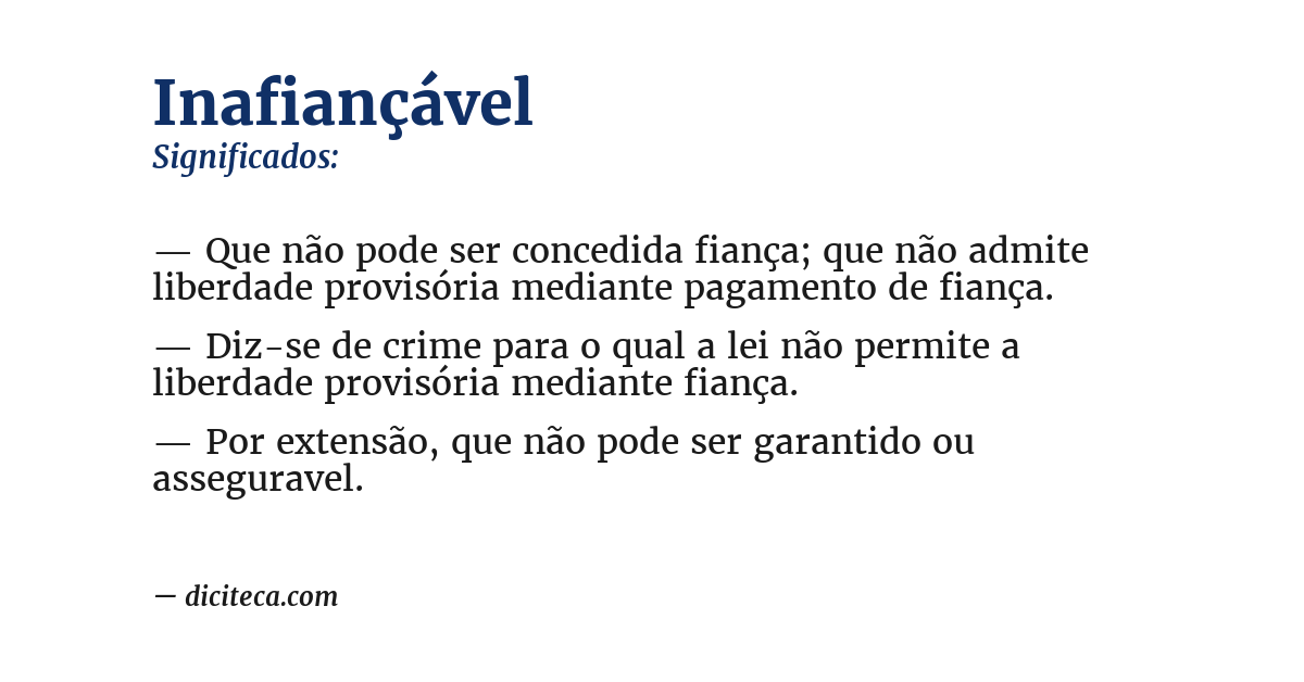 Significado de inafiançável