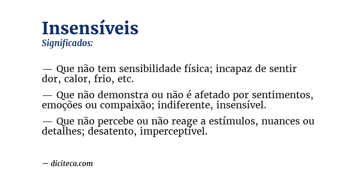 Significado de insensíveis