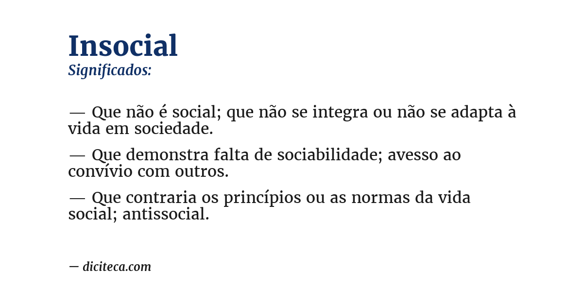 Significado de insocial