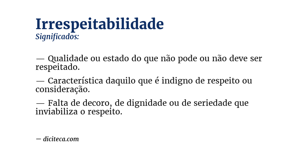 Significado de irrespeitabilidade